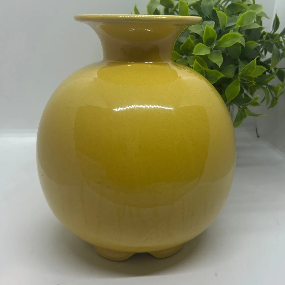 Frankoma Pottery Yellow MCM #82 Carafe dating back to the 1950s.